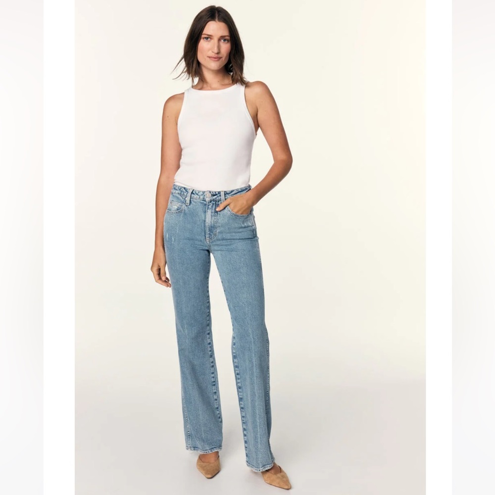 AMO Jeans High Waisted Distressed Georgia Flare in RESPECT, Size 25